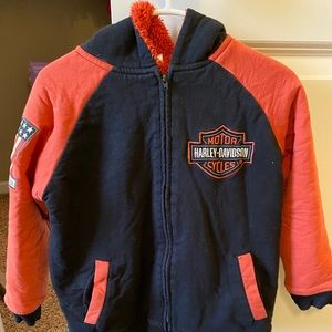 Fleece-Lined Harley Davidson Hooded Sweatshirt.